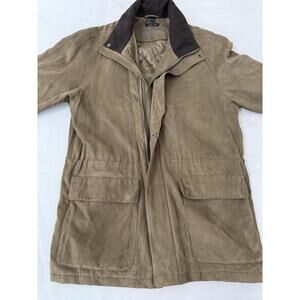 Claiborne Jacket Mens XL Brown Sueded Finish Quilted Faux Suede Zip Pockets